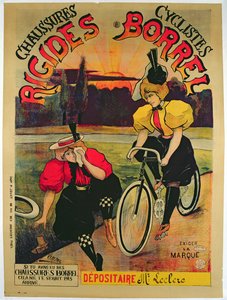 Affiche publicitaire pour les chaussures Borrel pour vélos, vers 1900